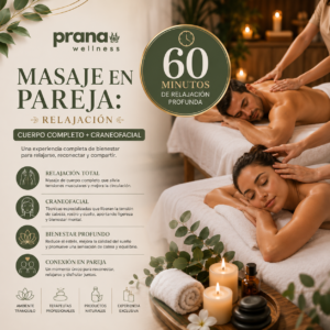 Masaje en Pareja: Relajación Cuerpo Completo + Craneofacial (60 min)