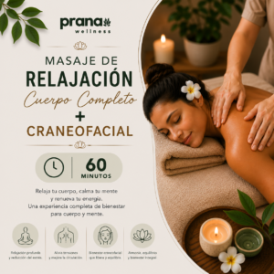 Masaje de Relajación Cuerpo Completo + Craneofacial (60 min)