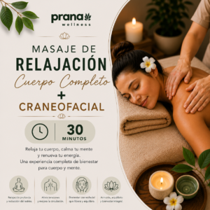 Masaje de Relajación Cuerpo Completo + Craneofacial (30 min)