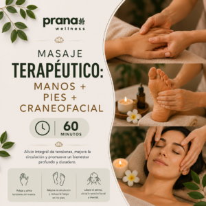 Masaje Terapéutico: Manos + Pies + Craneofacial (60 min)