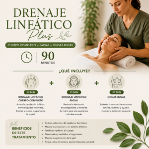 Drenaje Linfático Plus: Cuerpo Completo + Facial  + Ondas Rusas (90 min)