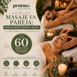 Masaje en Pareja: Descontracturante o Mixto Cuerpo Completo + Craneofacial (60 min)
